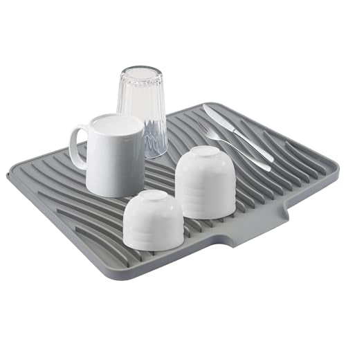 Silicone Dish Drying Mat for Kitchen Counter (Gray / 16" x 13")