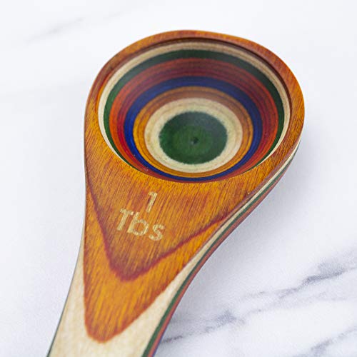 Baltique Marrakesh Collection 2 in 1 Wooden Measuring Spoon with Tablespoon and Teaspoon Measurements (7 inches)