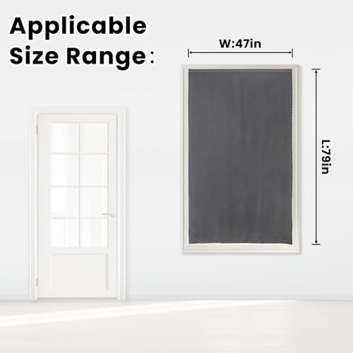 Magic Tape Stick On Curtains Window Shades Pull Down Blackout Window Cover Blackout Curtains for Bedroom No Drillng Self Adhesive Curtains No Rod Small Curtain (47"W x 79"L (Pack of 1) / Grey)