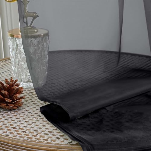 Black Sheer Curtains for Bedroom Living Room 96 Inches Long 2 Panels (Black / 59"W x 96"L (Pack of 2))