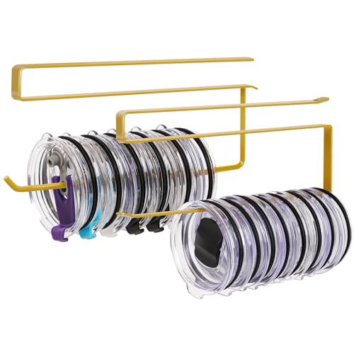 2 Pack Tumbler Lid Organizer (Gold / 2 Pack(Round&Flat))