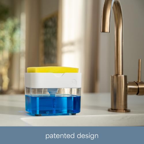 Dish Soap Dispenser and Sponge Holder (Matte White)