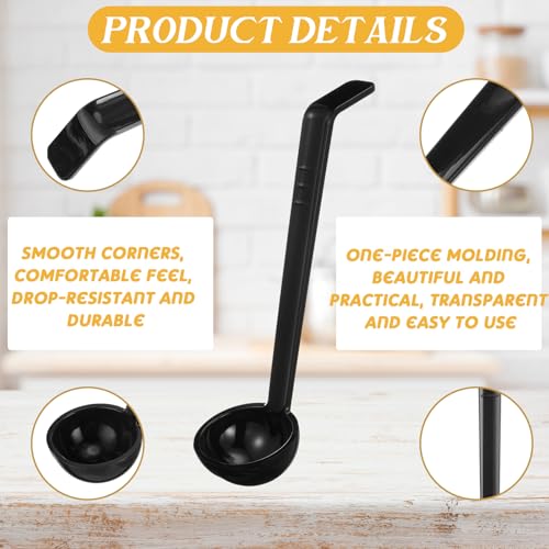 6 Pcs 1 Oz Small Ladle for Serving Sauce 8.07 Inches Plastic Mini Ladles Long Handle Spoon for Serving Sauce (Black / 8.07 Inch)