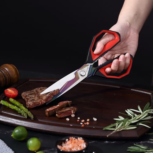9" Sharp Kitchen Scissors for Food Titanium Coated Stainless Steel (D - Kitchen Scissors)
