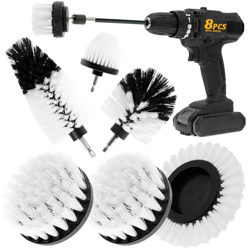 8 Pcs Drill Brush Attachment Set (White)