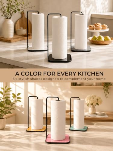 Countertop Paper Towel Holder with Tempered Glass Base (White)