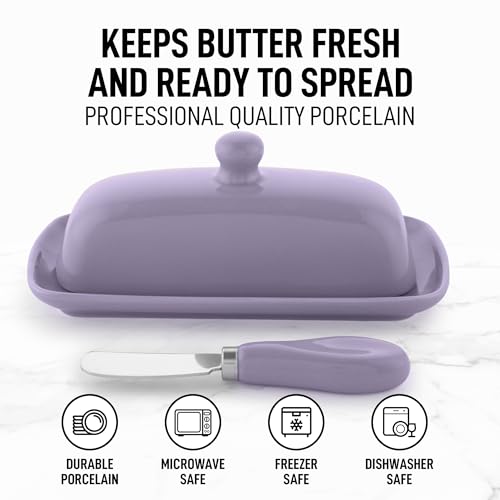 Zulay Butter Dish With Lid For Countertop (Periwinkle)