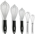 Stainless Steel Kitchen Whisk Set of 5 (5+7 & 9+11+12 inch / 5 Pcs Silver)