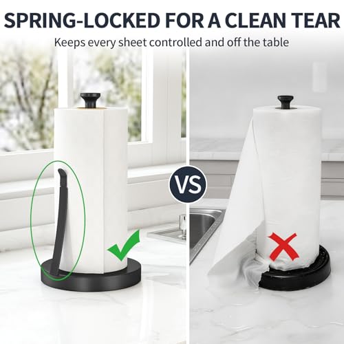 Countertop Paper Towel Holder for Kitchen (Black)