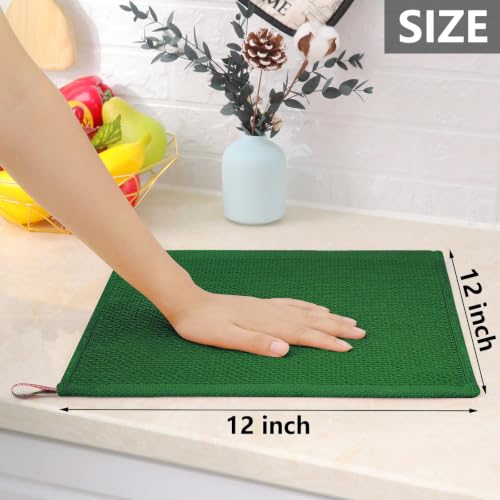 100% Cotton Waffle Weave Kitchen Dish Cloths 6 (Forest / 12 X 12 - 6 Pack)