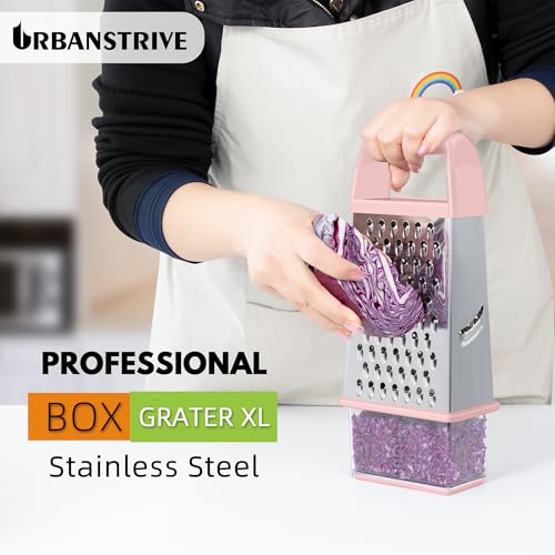 Cheese Grater With Container Box Grater Stainless Steel Kitchen Pink (Pink)