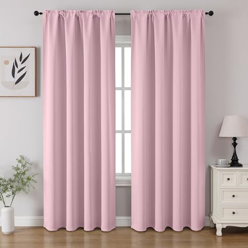 Light Pink Blackout Curtains 96 inch Length 2 Panels Set (Light Pink / 52"W x 96"L (Pack of 2))