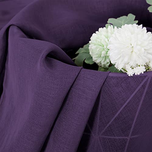 Short Sheer Tier Curtains Linen Textured Half Kitchen Curtain Sheers Light Filtering Rod Pocket Voile Small Curtain for Bathroom (25"W x 24"L (Pack of 2) / Royal Purple)