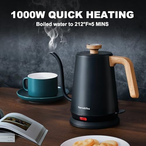 Electric Gooseneck Kettle with Thermometer (BLACK)