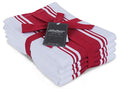 Kitchen Towels 100% Cotton Pack of 4 (Red / 4 Stripe Towels)