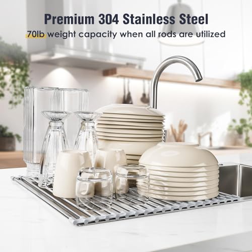 Roll Up Dish Drying Rack Over Sink (Marble / 21 x 15.5 in)