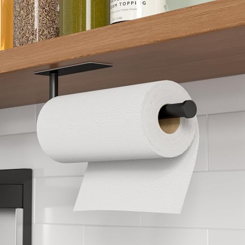 Paper Towel Holder Under Cabinet (Black-2 Pack / 1 Pack)