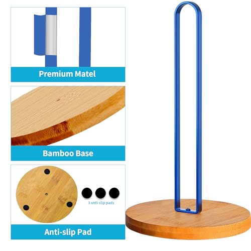 Wooden Paper Towel Holder Countertop (1 Pack-blue)