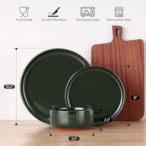 Stoneware Dinnerware Sets for 6 (Blackish Green / Service for 6)