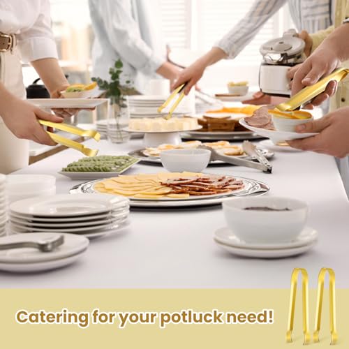 12 Pcs Small Serving Tongs (Gold)