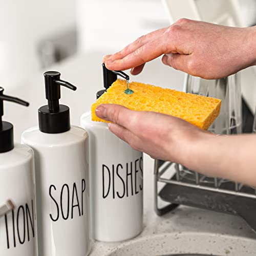 Porcelain 16oz Kitchen Soap Dispenser. Detergent Dispenser or Dish Soap Dispenser for Kitchen Sink. White Soap Dispenser (DISHES)