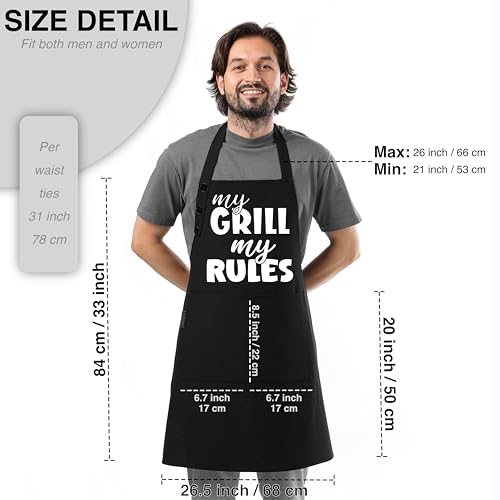 Kitchen Apron for Women & Men Waterdrop Resistant (1 Pack - Black - My Grill My Rules)
