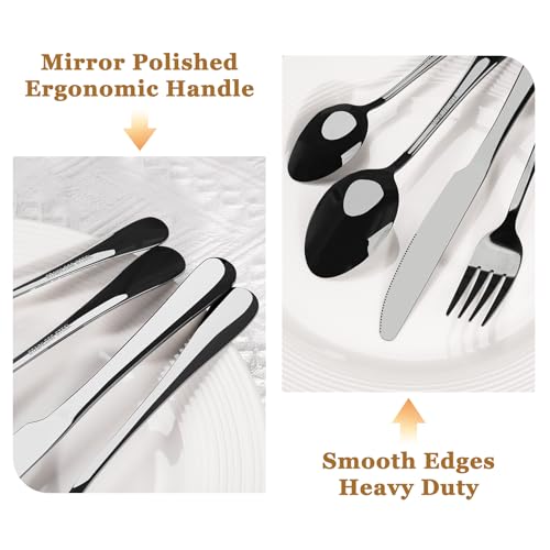 Silverware Set 48 (48 PCS / Elegant Black Pro)