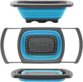 Collapsible Colander Strainer with Extendable Handles (Blue)