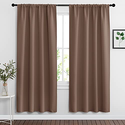 Blackout Curtains for Bedroom Living Room Nursery 72 inches Long (Mocha / 34"W x 72"L (Pack of 2))