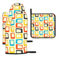 Mid Century Modern Oven Mitts and Pot Holders Sets of 3 (Modern Retro)