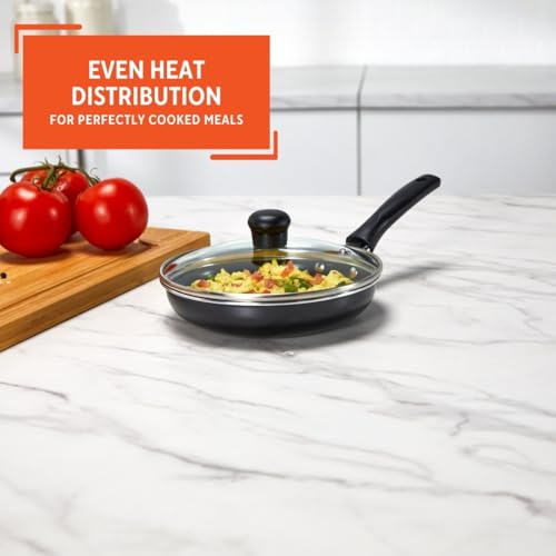 6.3 Inch Aluminum Ceramic Egg Pan with Glass Lid (Black)