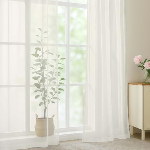 Ivory Sheer Curtains 78 Inches Long 2 Panels Set (Ivory / 59"W x 78"L (Pack of 2))