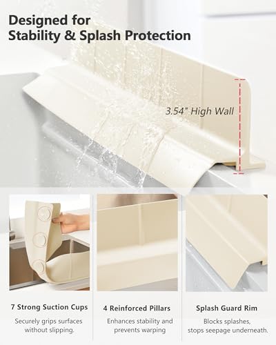 Kitchen Sink Splash Guard 30" 18" 23" Self (Cream / 30" x 3.5")