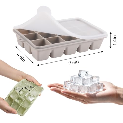 Silicone Ice Cube Trays with Lid (Gray)