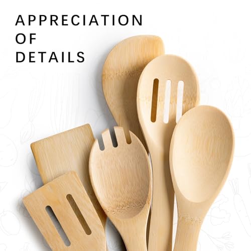 Wooden Spoons for Cooking (Bamboo Yellowish)