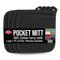 Terry Pocket Mitt & Hot Pad (4-Pack / Black)