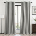 Frost Grey Blackout Linen Curtains 96 Inches Long 2 Panels for Bedroom 100% Black Out Curtains Thermal Insulated Noise Reducing Neutral Modern Living Room Darkening Window Drapes 96 inches Length (Frost Grey / 52"W x 96"L (Pack of 2))