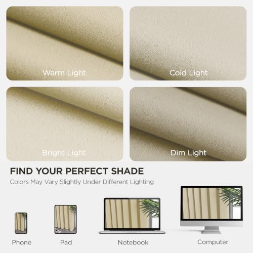 Blackout Curtains 72 Inches Long 2 Panels Set (Light Beige / 37"W x 72"L (Pack of 2))