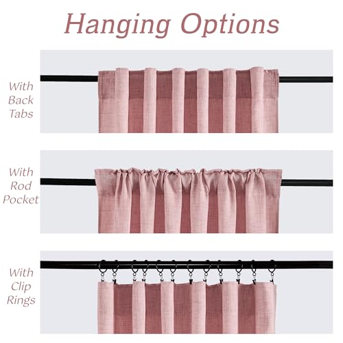 Linen Semi Sheer Curtains for Bedroom Living Room 84 inches Long (Z - Peach Blush / 52"W x 84"L (Pack of 2))