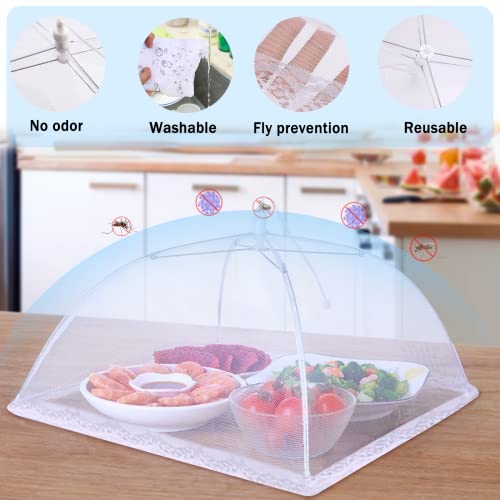 4Pcs Mesh Food Cover Tent Umbrella Pop Up Outside Outdoor Party Net (17"x17" 14"x14")