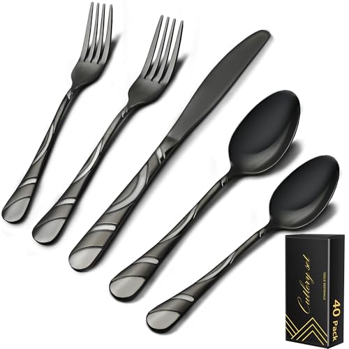 Black Silverware Set for 8 (Black / 40 Pieces)
