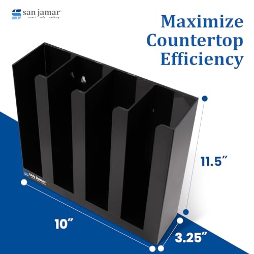 Portion Cup and Lid Organizer Fits 2" Cups and Lids with Removable Dividers for Kitchen (Black / 3.75" x 10.25" x 12")