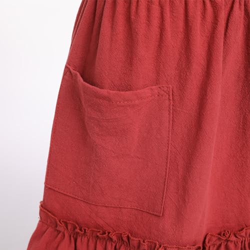 Play House Toddler Apron Cotton Linen Apron Housewarming Gift Mother's day Cute Aprons For Kids Cross Back Aprons For Girls Baking Pottery Pinafore Art Apron Red Kids 3 (Red Kids / 3-6 Years)