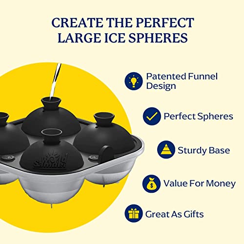 Large Silicone Premium Ice Trays (Black / 4 Sphere/6 Cube)