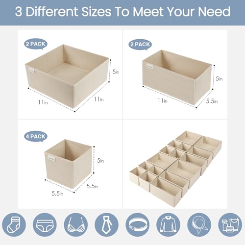 Drawer Organizer Clothes (Beige / 16 Pack)