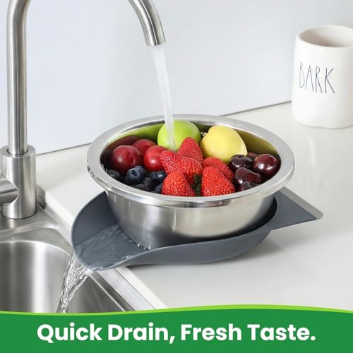 3.5QT Hands Free 304 Stainless Steel Strainer and Colander with Self