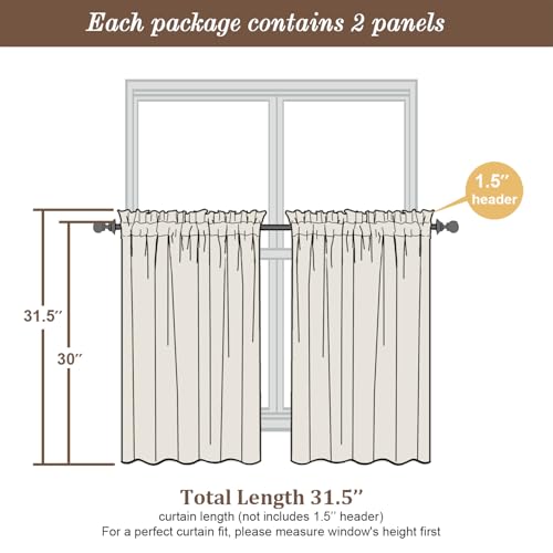 Blush Pink Sheer Curtains 30 inch Length 2 Panels (Blush Pink / 42"W x 30"L (Pack of 2))