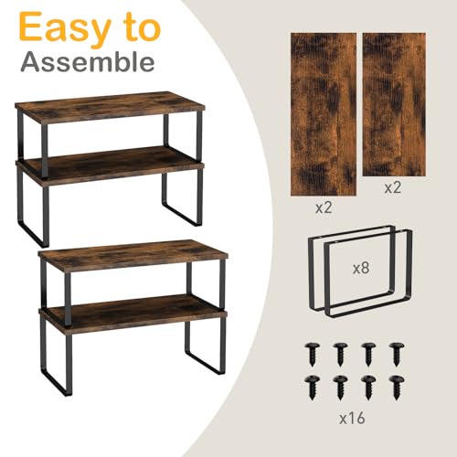 Cabinet Shelf Organizers (4pcs 7.8" D x 15.7" W x 5.31" H / Black and Brown)