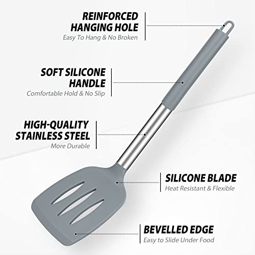 Silicone Cooking Spatulas and Spoons (Gray)