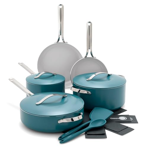 Nova 10 Piece Cookware Pots & Pans Set (10 Piece Cookware Set / Deep Teal)